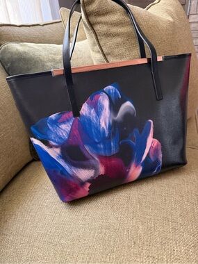 Ted Baker Black Tote with Blue and Pink Floral Print